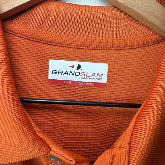 Grand Slam Men's Short Sleeve Golf Polo Shirt Orange Size Large - Picture 3 of 4